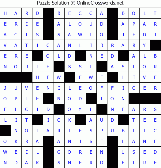 Solution for Crossword Puzzle #4885