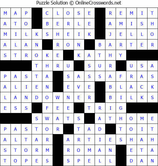 Solution for Crossword Puzzle #4888