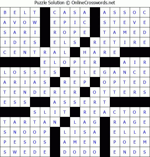 Solution for Crossword Puzzle #49419