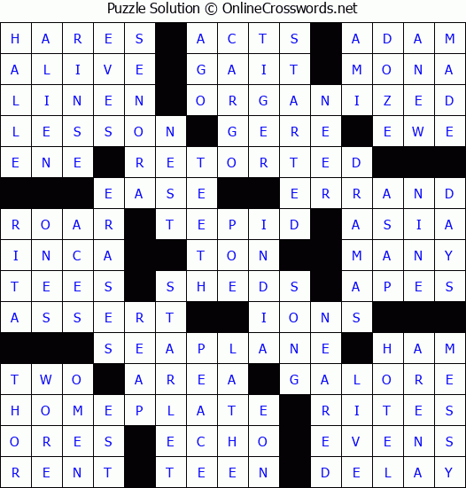 Solution for Crossword Puzzle #49614