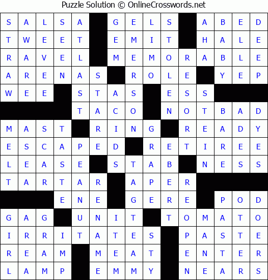 Solution for Crossword Puzzle #49930