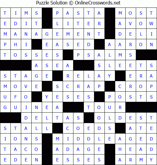 Solution for Crossword Puzzle #50020