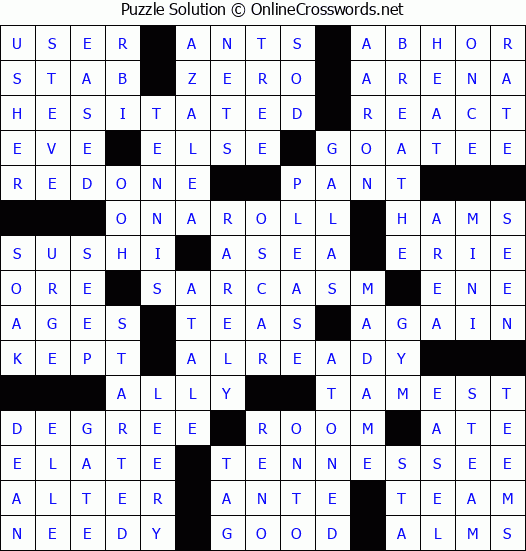 Solution for Crossword Puzzle #50029