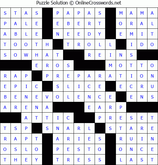 Solution for Crossword Puzzle #50139