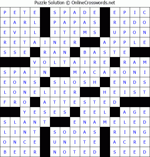 Solution for Crossword Puzzle #50166