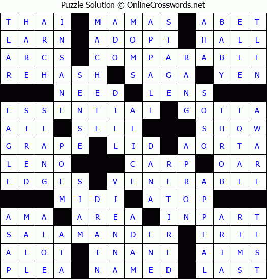 Solution for Crossword Puzzle #50249