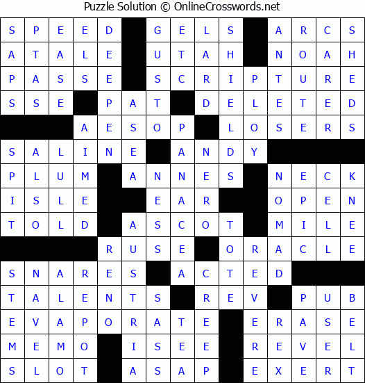 Solution for Crossword Puzzle #50409