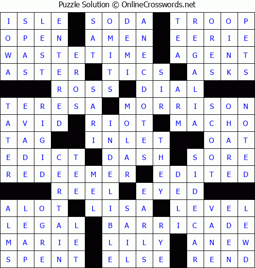 Solution for Crossword Puzzle #50417