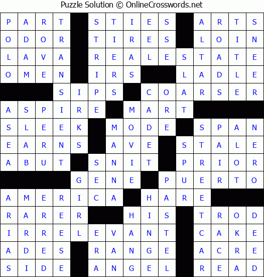 Solution for Crossword Puzzle #50443