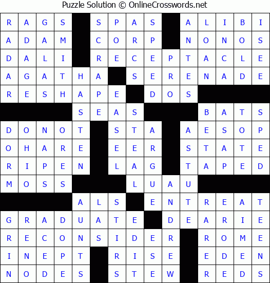 Solution for Crossword Puzzle #50469