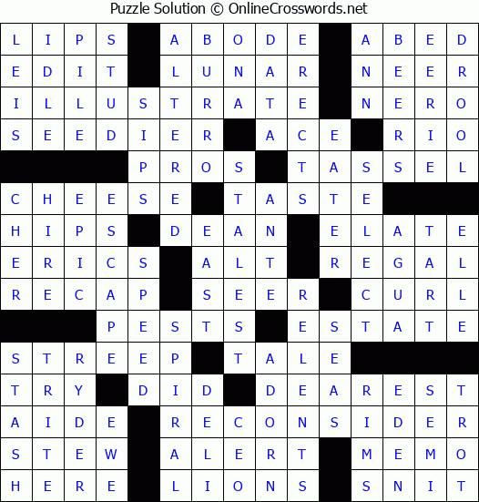 Solution for Crossword Puzzle #50474
