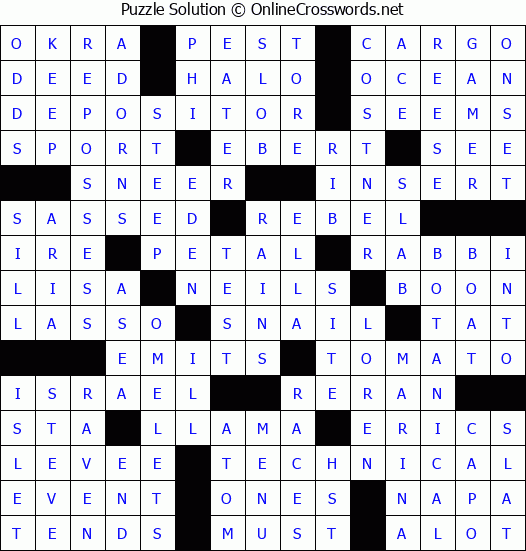 Solution for Crossword Puzzle #50493