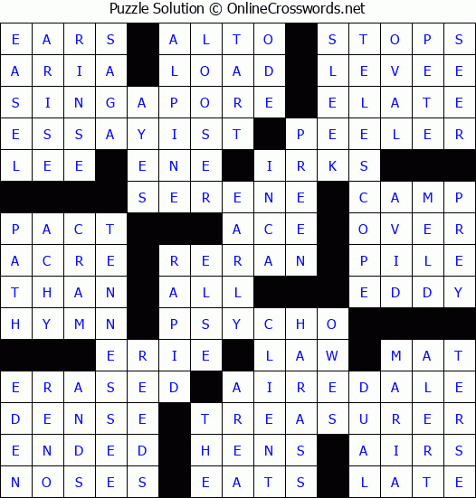 Solution for Crossword Puzzle #50514