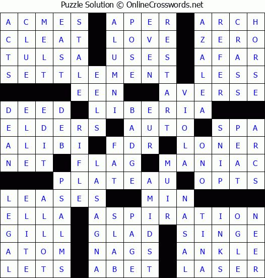 Solution for Crossword Puzzle #50569
