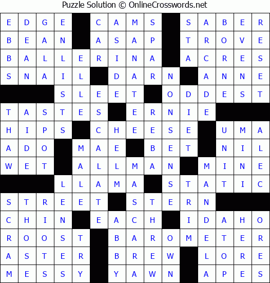 Solution for Crossword Puzzle #50572