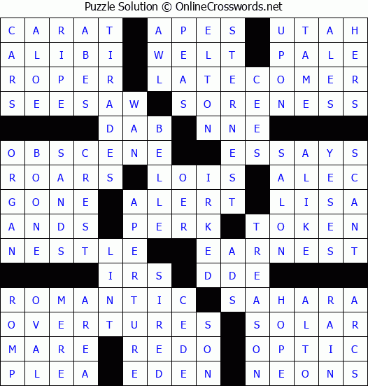 Solution for Crossword Puzzle #50677