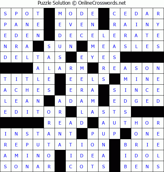 Solution for Crossword Puzzle #50829