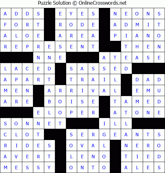 Solution for Crossword Puzzle #50846