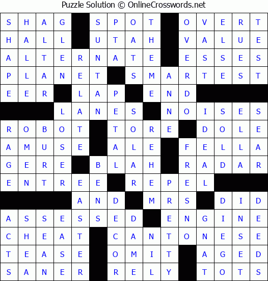 Solution for Crossword Puzzle #50871