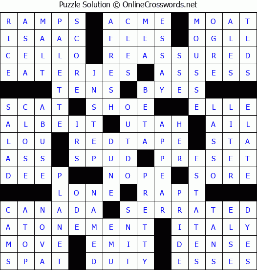 Solution for Crossword Puzzle #50923