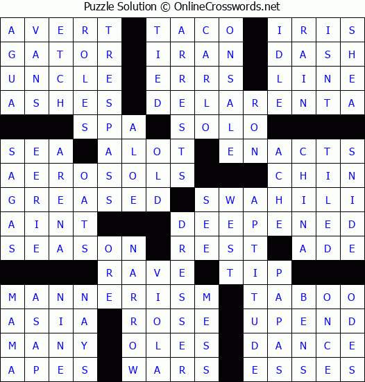 Solution for Crossword Puzzle #51122