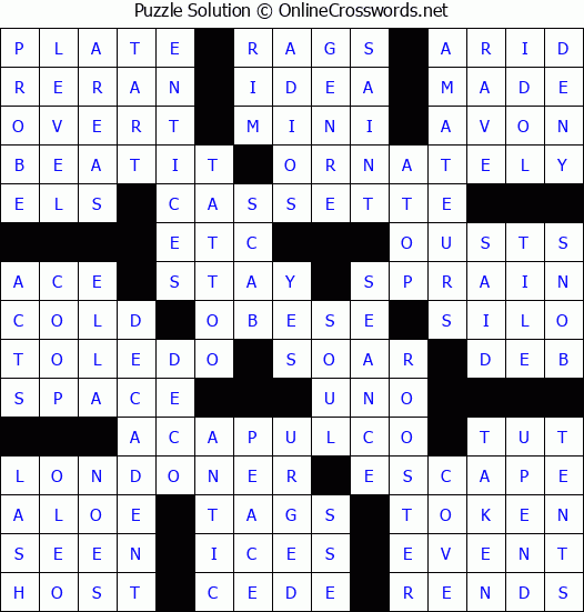 Solution for Crossword Puzzle #51274