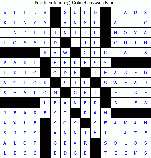 Solution for Crossword Puzzle #51435