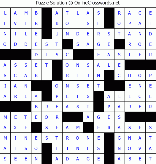 Solution for Crossword Puzzle #51452