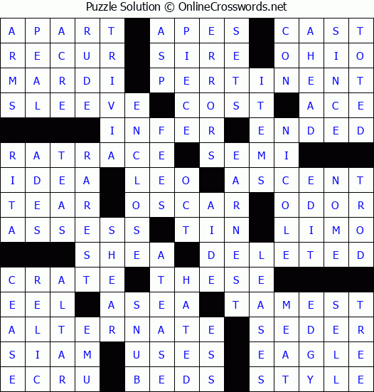Solution for Crossword Puzzle #51464