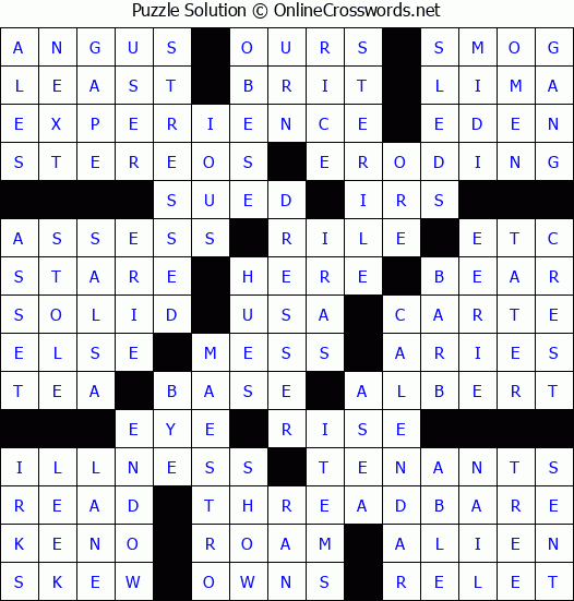 Solution for Crossword Puzzle #51516