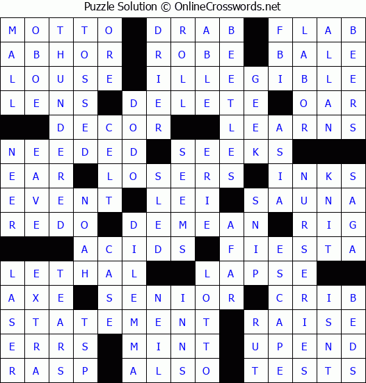 Solution for Crossword Puzzle #51530