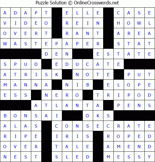Solution for Crossword Puzzle #51555