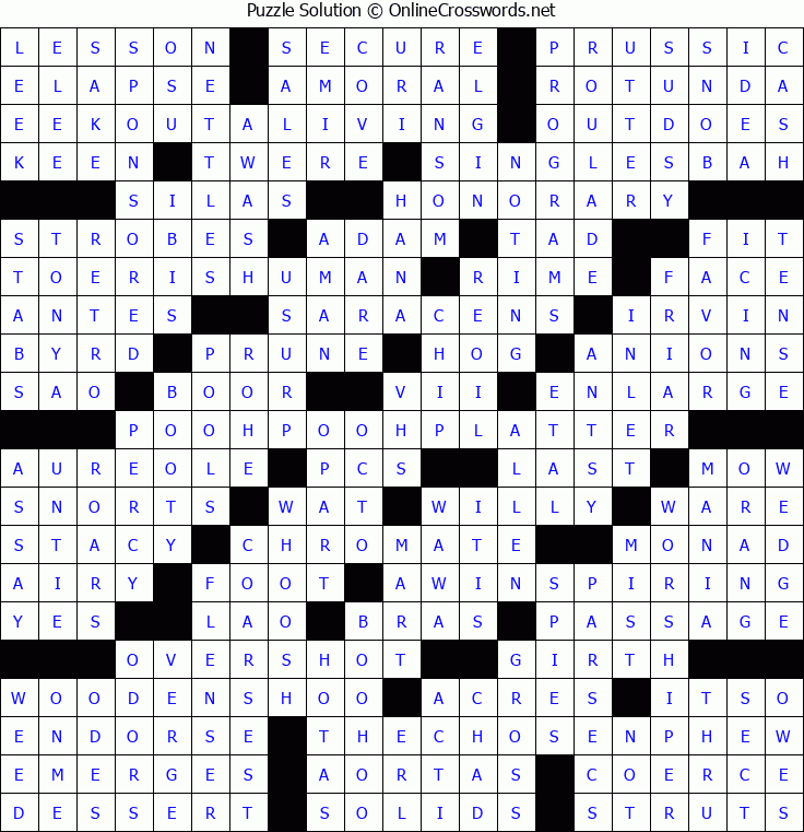 Solution for Crossword Puzzle #5168