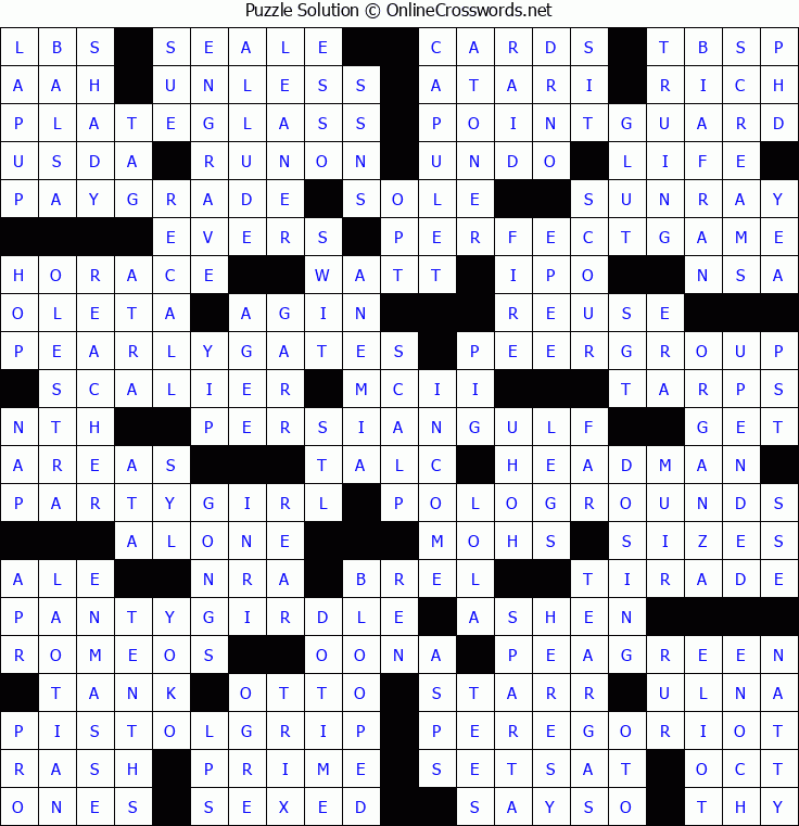 Solution for Crossword Puzzle #5169