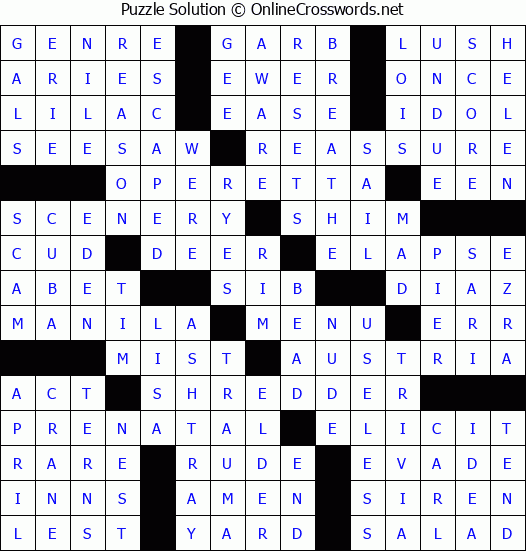 Solution for Crossword Puzzle #51845