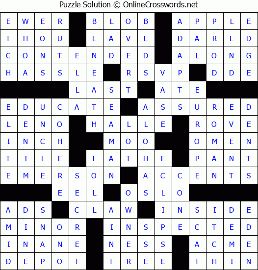 Solution for Crossword Puzzle #52044