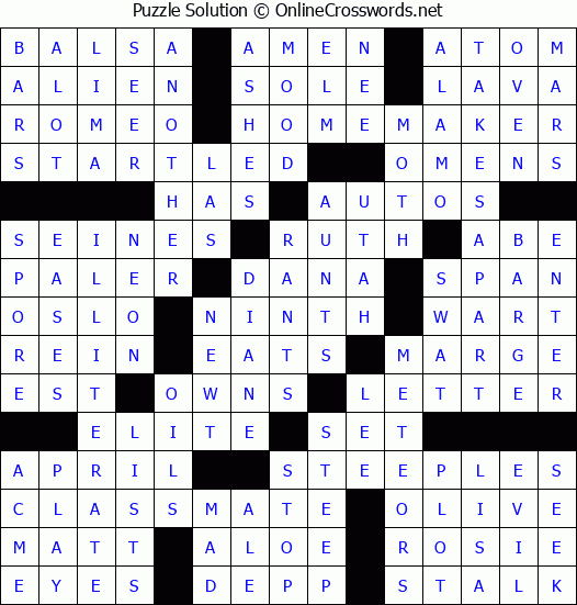 Solution for Crossword Puzzle #52048