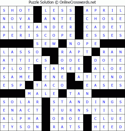 Solution for Crossword Puzzle #52189