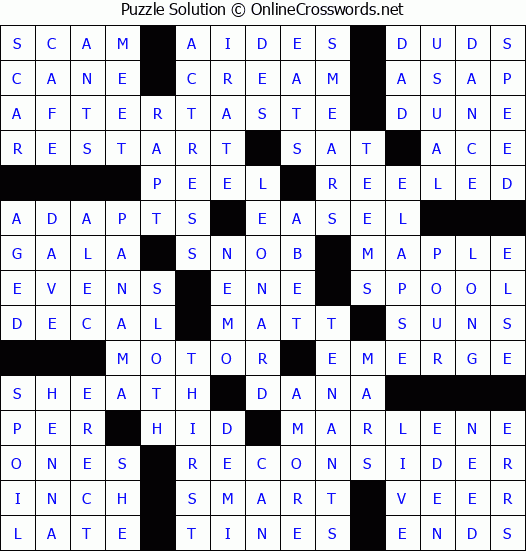 Solution for Crossword Puzzle 52258