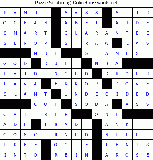 Solution for Crossword Puzzle #52308