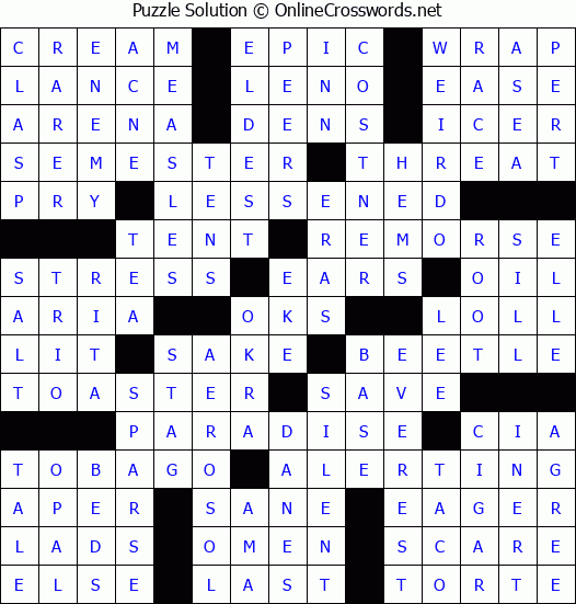 Solution for Crossword Puzzle #52336