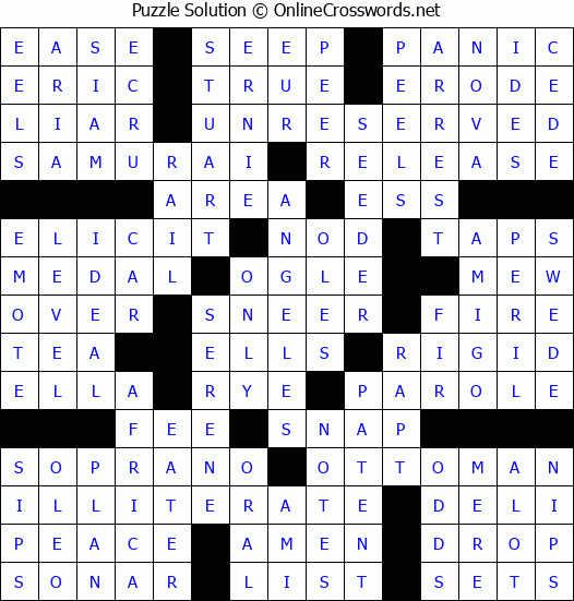 Solution for Crossword Puzzle #52384