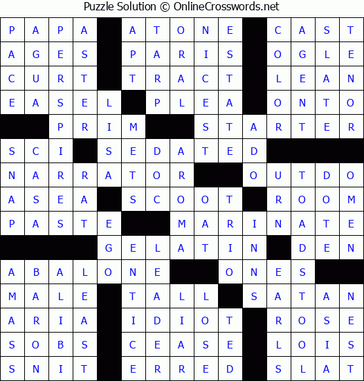 Solution for Crossword Puzzle #52575