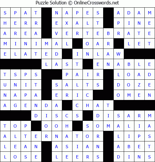 Solution for Crossword Puzzle #52629