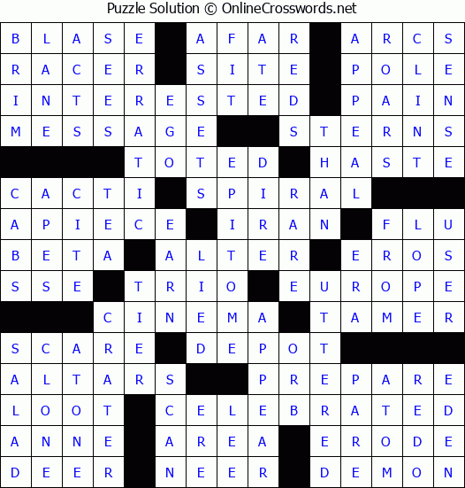 Solution for Crossword Puzzle #52931