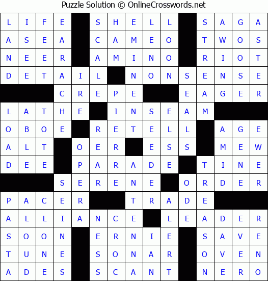 Solution for Crossword Puzzle #53106