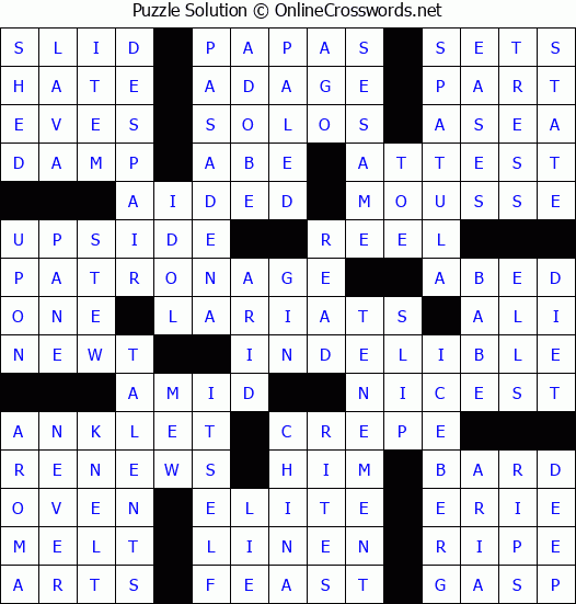Solution for Crossword Puzzle #53179