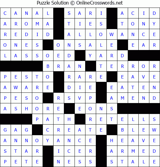 Solution for Crossword Puzzle #53335