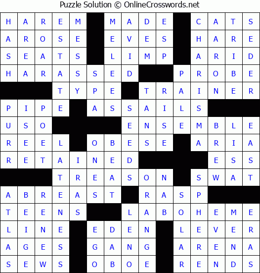 Solution for Crossword Puzzle #53367