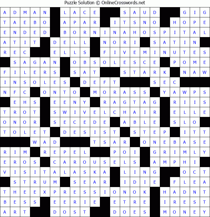 Solution for Crossword Puzzle #5364